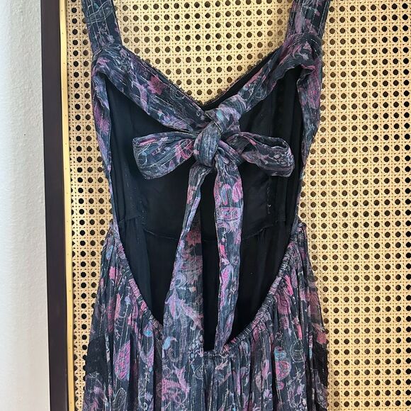 NWT Rococo Sand Purple & Black Metallic Paisley Tiered Maxi Dress Sz XL - Picture 6 of 12
